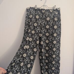 Max Studio Black and White Floral Wide Leg Pants